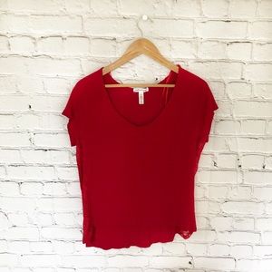 Ambiance red lace cut out top with side detailing